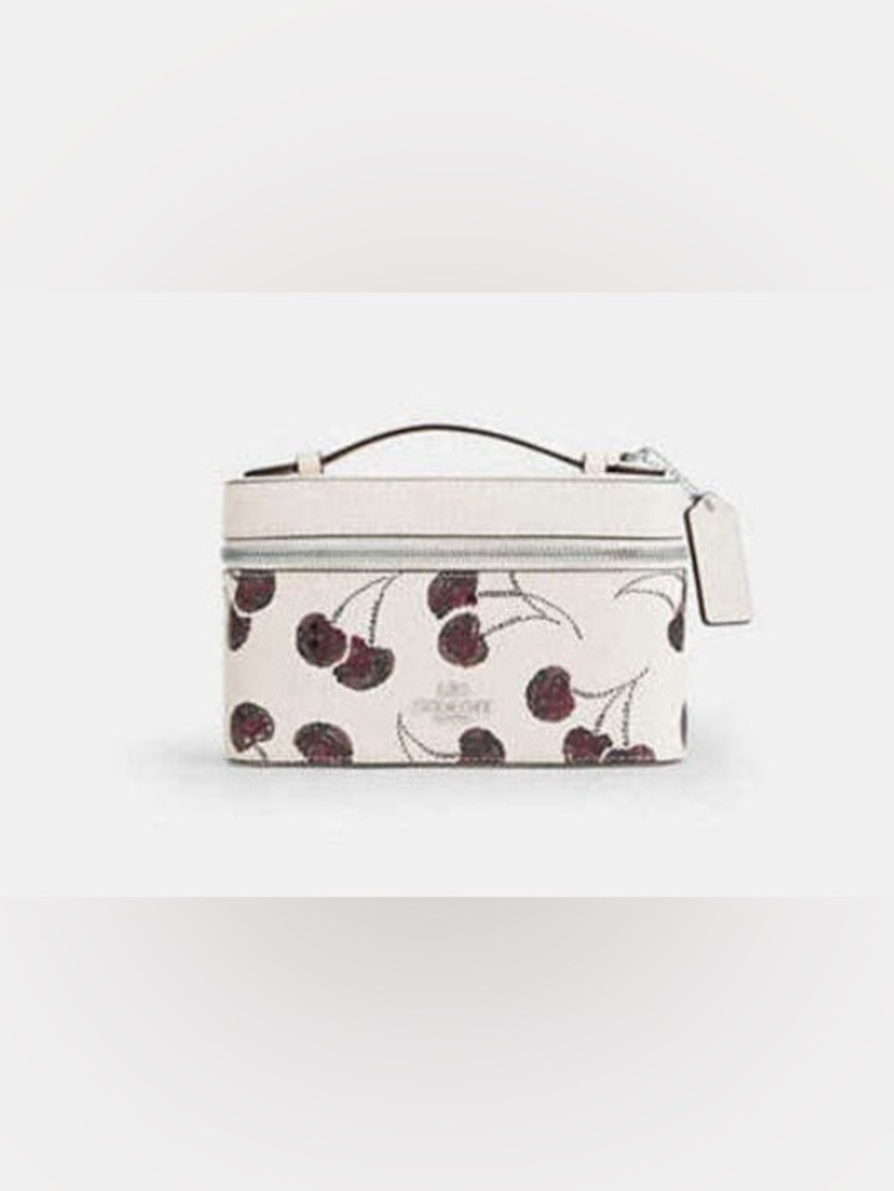 Coach Cream βTrainβ Case with Sequin Cherry Motif & Mirror inside! π NWT - Picture 2 of 9